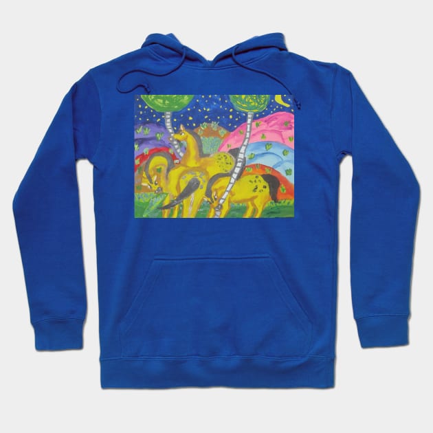 Yellow Horses Hoodie by LeslieK75